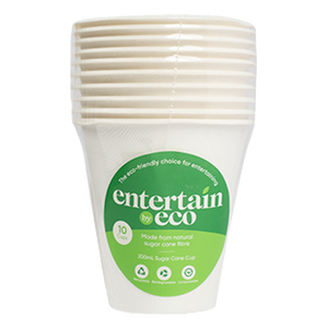 Entertain By Eco Sugar Cane Cup 200ml 10 Pack (4hr Express)